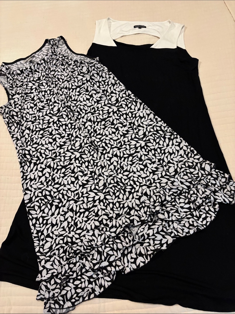 Black & White - Eileen Fisher Sleeveless Midi Dress and Dress Barn Mini Dress